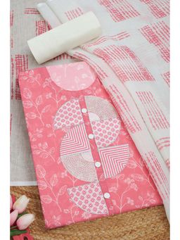 Soch - Women Pink Linen Botanical Print Unstitched Dress Material with Sequins