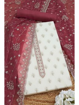 Soch - Women Pink Crinkle Chiffon Embroidered Unstitched Dress Material with Sequins