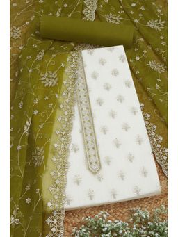 Soch - Women Green Crinkle Chiffon Embroidered Unstitched Dress Material with Sequins