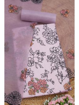 Soch - Women Lavender Crushed Shimmer Embroidered Unstitched Dress Material with Thread Work