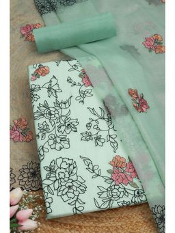 Soch - Women Green Crushed Shimmer Embroidered Unstitched Dress Material with Thread Work