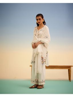 Shetab Kazmi - Ivory Kurta with Pant & Dupatta (Set of 3)