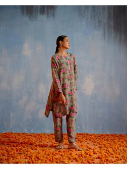 Shetab Kazmi - Grey Short Kurta with Skinny Salwar (Set of 2)