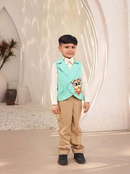 Fayon Kids - Green Waist Coat, Bow Tie with Shirt and Pant (Set of 4)