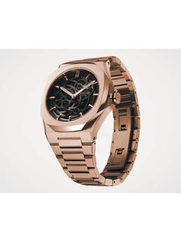 D1 Milano - Men Rose Gold Skeleton Black Analog Dial Watch (SKBJ12) (M)