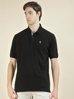Cantabil - Textured Black Polo T-Shirt