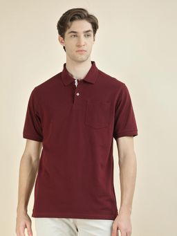 Cantabil - Textured Maroon Polo T-Shirt