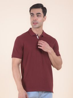 Cantabil - Textured Maroon Polo T-Shirt