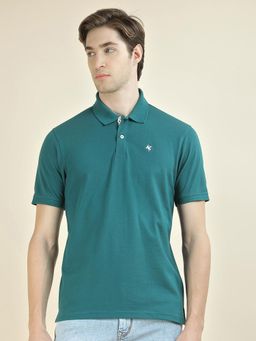 Cantabil - Textured Teal Polo T-Shirt