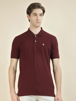 Cantabil - Textured Wine Polo T-Shirt