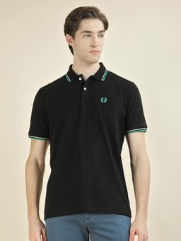 Cantabil - Textured Black Polo T-Shirt