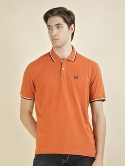 Cantabil - Textured Orange Polo T-Shirt