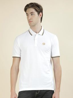 Cantabil - Textured White Polo T-Shirt