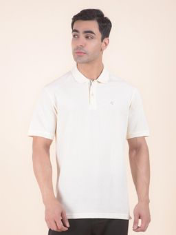 Cantabil - Textured White Polo T-Shirt