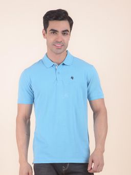 Cantabil - Textured Blue Polo T-Shirt
