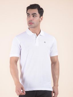 Cantabil - Textured White Polo T-Shirt