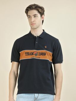 Cantabil - Embroidered Navy Blue Polo T-Shirt