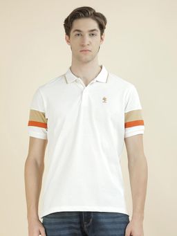 Cantabil - Colorblock Off White Polo T-Shirt
