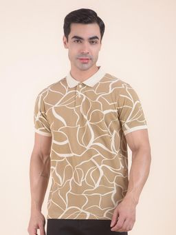 Cantabil - Floral Beige Polo T-Shirt