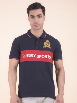 Cantabil - Printed Blue Polo T-Shirt