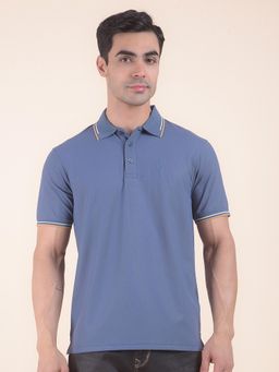 Cantabil - Textured Blue Polo T-Shirt
