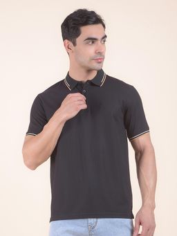 Cantabil - Textured Black Polo T-Shirt
