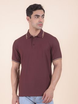 Cantabil - Textured Maroon Polo T-Shirt