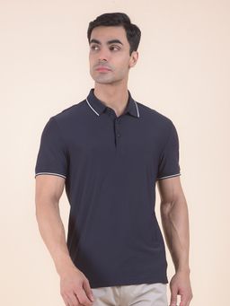 Cantabil - Textured Blue Polo T-Shirt