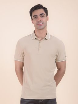 Cantabil - Textured Beige Polo T-Shirt