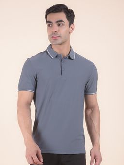 Cantabil - Textured Grey Polo T-Shirt