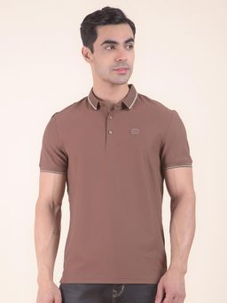 Cantabil - Textured Brown Polo T-Shirt