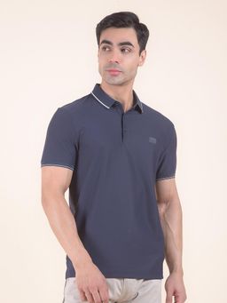Cantabil - Textured Blue Polo T-Shirt