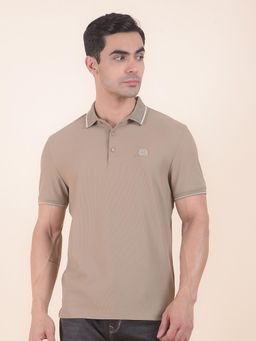 Cantabil - Textured Beige Polo T-Shirt