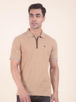 Cantabil - Textured Beige Polo T-Shirt