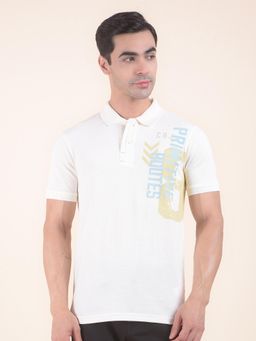 Cantabil - Printed White Polo T-Shirt