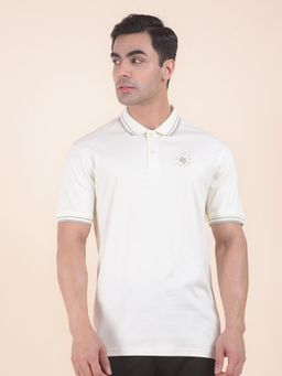 Cantabil - Solid Off White Polo T-Shirt