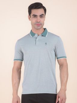 Cantabil - Textured Green Polo T-Shirt