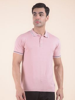 Cantabil - Textured Pink Polo T-Shirt