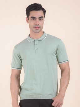 Cantabil - Textured Green Polo T-Shirt
