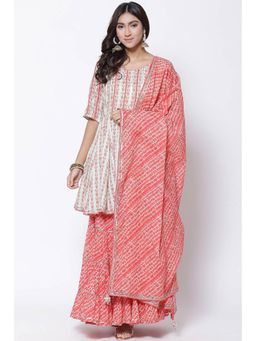 Biba - White & Pink Printed Sharara (Set of 3)