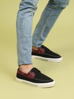 Yoho - Men Black Sailor Stylish Comfortable Boat Shoes