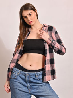 NOBARR - Women'S Cotton Checks Multi-Color Shirt