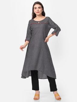 Shree - Women Cotton Black Printed Kurta With Trousers (Set Of 2)