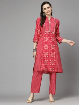 Nayam by lakshita - Red Printed Lace Yoke Design Kurta with Palazzo (Set of 2)