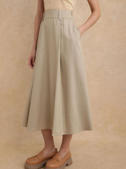 RAREISM - Noblopa Primary Beige A-Line Midi Skirt