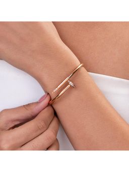 Palmonas - Women Nail Rose Gold Plated Stone Cuff