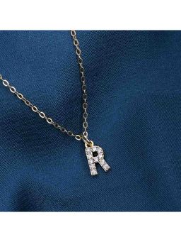 Palmonas - Women R Stone Studded Initial Necklace