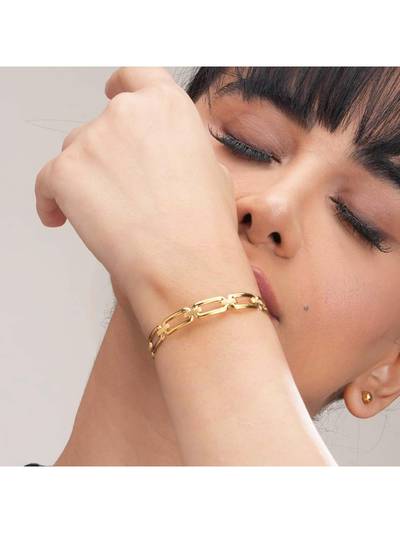 Women Minimalist Gold Link Cuff