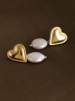 Palmonas - Women Dangling Pearl Heart Drop Earrings