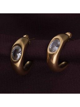 Palmonas - Women Crescent Moon Stone Hoop Earrings